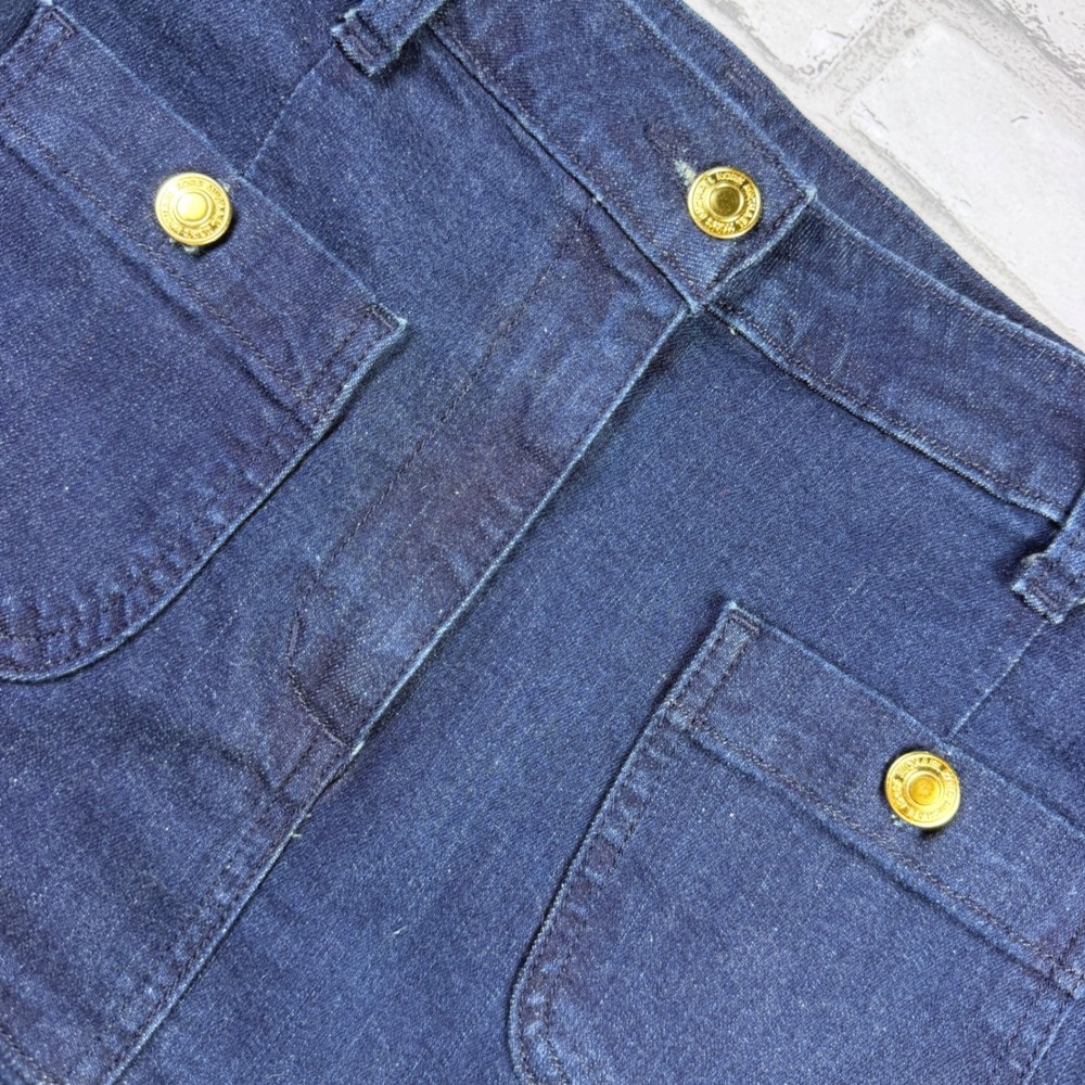 Michael Kors Dark Wash Flounce Frayed Hem Denim Mini Skirt 8 Gold Hardware